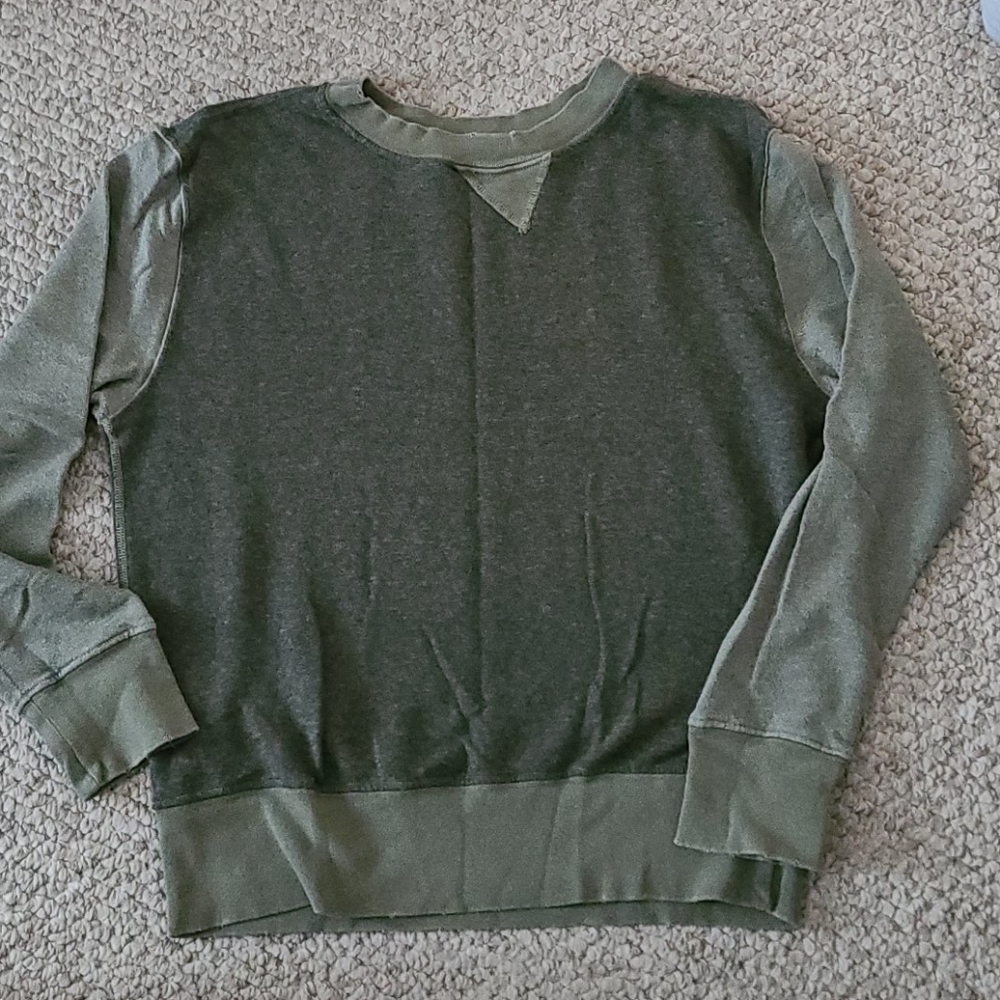 Current/Elliott olive green distressed sweatshirt
